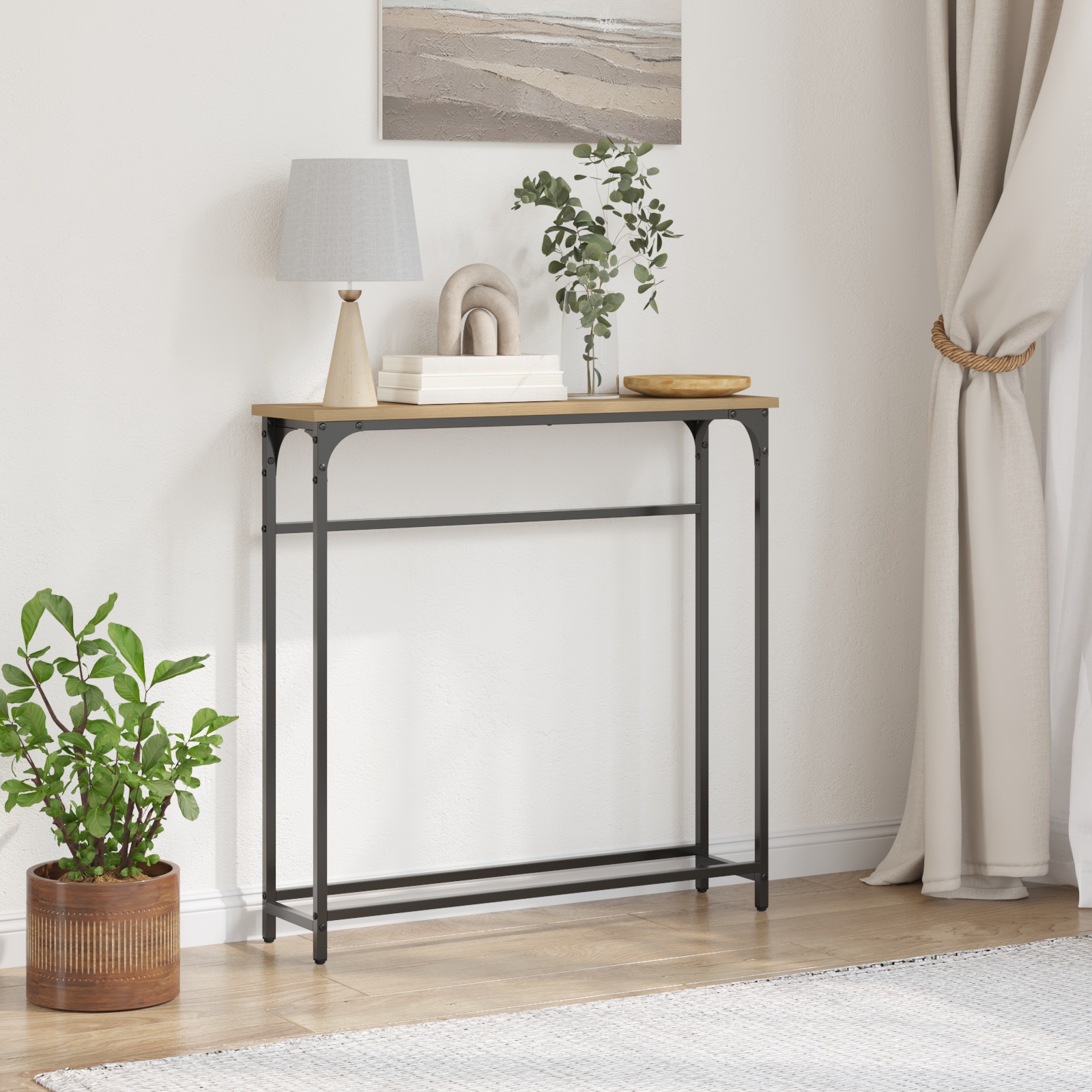 863504_1.jpg vidaXL Konzolový stôl Remeselný dub 75 x 19,5 x 75 cm Kompozitné drevo – Obrázok 1