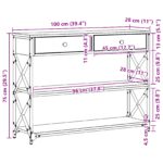 vidaXL Konzolový stôl so zásuvkou Staré drevo 100 x 28 x 75 cm – Obrázok 11