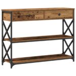 vidaXL Konzolový stôl so zásuvkou Staré drevo 100 x 28 x 75 cm – Obrázok 2