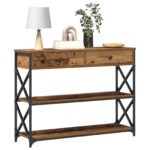 vidaXL Konzolový stôl so zásuvkou Staré drevo 100 x 28 x 75 cm – Obrázok 3