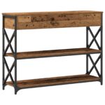 vidaXL Konzolový stôl so zásuvkou Staré drevo 100 x 28 x 75 cm – Obrázok 8