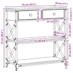 vidaXL Konferenčný stolík Staré drevo 75x28x75 cm Zložené drevo a oceľ – Obrázok 8