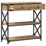 vidaXL Konzolový stôl so zásuvkou dub artisan 75 x 28 x 75 cm – Obrázok 2