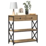 vidaXL Konzolový stôl so zásuvkou dub artisan 75 x 28 x 75 cm – Obrázok 3