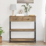 vidaXL Konzolový stôl so zásuvkou dub artisan 75 x 28 x 75 cm – Obrázok 4