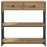 vidaXL Konzolový stôl so zásuvkou dub artisan 75 x 28 x 75 cm – Obrázok 5