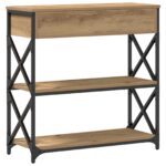 vidaXL Konzolový stôl so zásuvkou dub artisan 75 x 28 x 75 cm – Obrázok 7