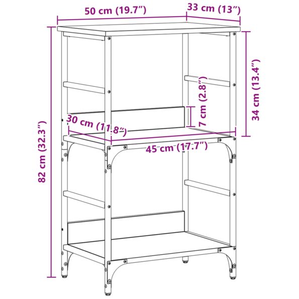 vidaXL Knižnica Čierny Dub 50x33x82 cm Zosilnené Drevo a Oceľ – Obrázok 10