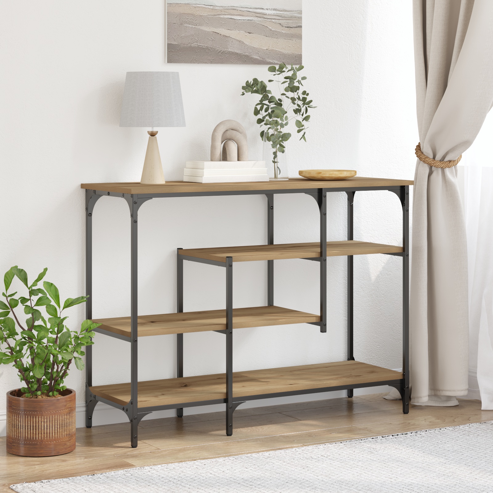 863560_1.jpg vidaXL Konzolový stôl s poličkou dub artisan 100 x 35 x 75 cm – Obrázok 1
