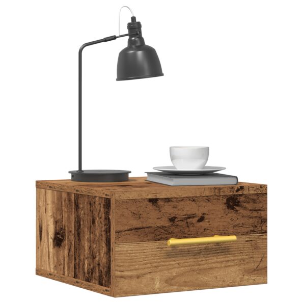 vidaXL Nočný stolík Závesný Staré drevo 35x35x20 cm – Obrázok 3