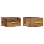 vidaXL Nočné stolíky 2 ks Nástenné Staré drevo 35x35x20 cm – Obrázok 2