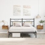 vidaXL Nočné stolíky 2 ks Nástenné Staré drevo 35x35x20 cm – Obrázok 4