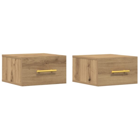 863785_2.jpg vidaXL Nočné stolíky 2 ks na stenu, Dubový masív 35x35x20 cm – Obrázok 2
