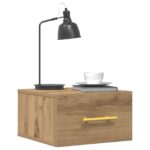 vidaXL Nočné stolíky 2 ks na stenu, Dubový masív 35x35x20 cm – Obrázok 3