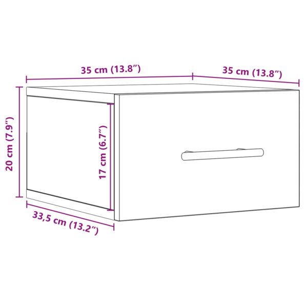 vidaXL Nočný stolík na stenu Čierny dub 35x35x20 cm – Obrázok 11