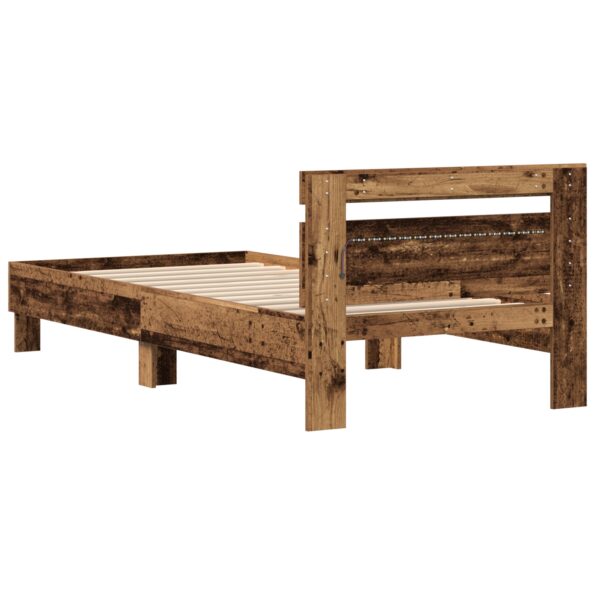 vidaXL Rám postele s LED svetlami Staré drevo 90x200 cm Zhotovené z drevnej hmoty – Obrázok 8