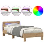 vidaXL Rám postele s LED Remeselný dub 75 x 190 cm Kompozitné drevo – Obrázok 4