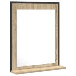 vidaXL Kúpeľňové zrkadlo s poličkou Nástenný Čierna 50 x 12 x 60 cm – Obrázok 2