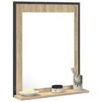 vidaXL Kúpeľňové zrkadlo s poličkou Nástenný Čierna 50 x 12 x 60 cm – Obrázok 3