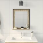 vidaXL Kúpeľňové zrkadlo s poličkou Nástenný Čierna 50 x 12 x 60 cm – Obrázok 4