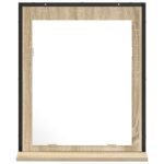 vidaXL Kúpeľňové zrkadlo s poličkou Nástenný Čierna 50 x 12 x 60 cm – Obrázok 5