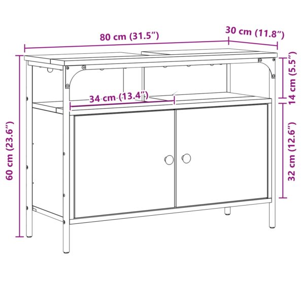 vidaXL Kúpeľňová skrinka pod umývadlo Sonoma Dub 80x30x60 cm Zložené drevo – Obrázok 10