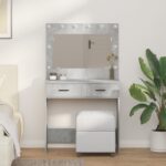 vidaXL Toaletný stolík s LED svetlami Betónovo sivý 78,5x41x135 cm