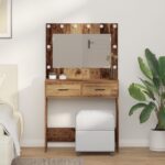 vidaXL Toaletný stolík Staré drevo 78,5 x 41 x 135 cm Kompozitné drevo