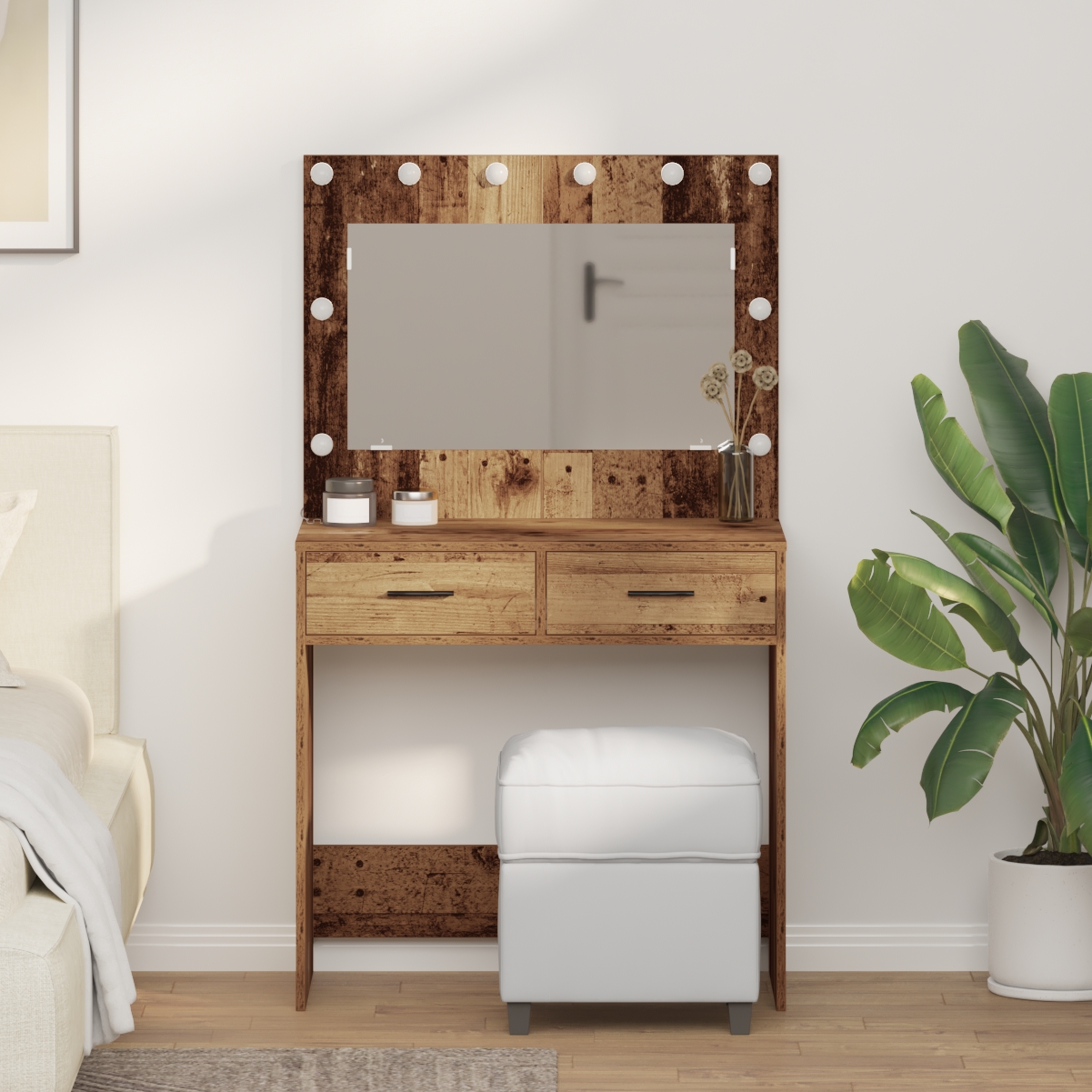 865035_1.jpg vidaXL Toaletný stolík Staré drevo 78,5 x 41 x 135 cm Kompozitné drevo – Obrázok 1