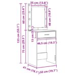 vidaXL toaletný stolík s LED svetlami dymený dub 50x41x135 cm – Obrázok 13