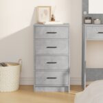 vidaXL Komoda Betónová Šedá 40x41x75 cm Zhotovené z Drevotrieskovej dosky – Obrázok 4