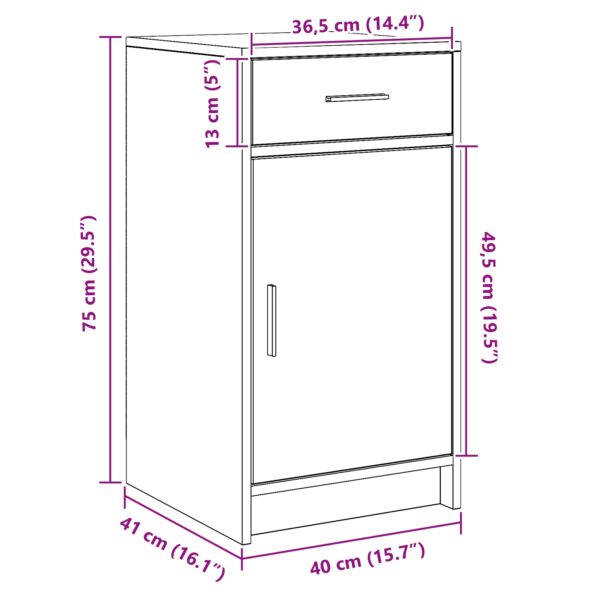 vidaXL Komoda Biela 40x41x75 cm Zložená z drevotriesky – Obrázok 13