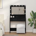 vidaXL Toaletný stolík Čierny dub 79 x 41 x 135 cm Kompozitné drevo