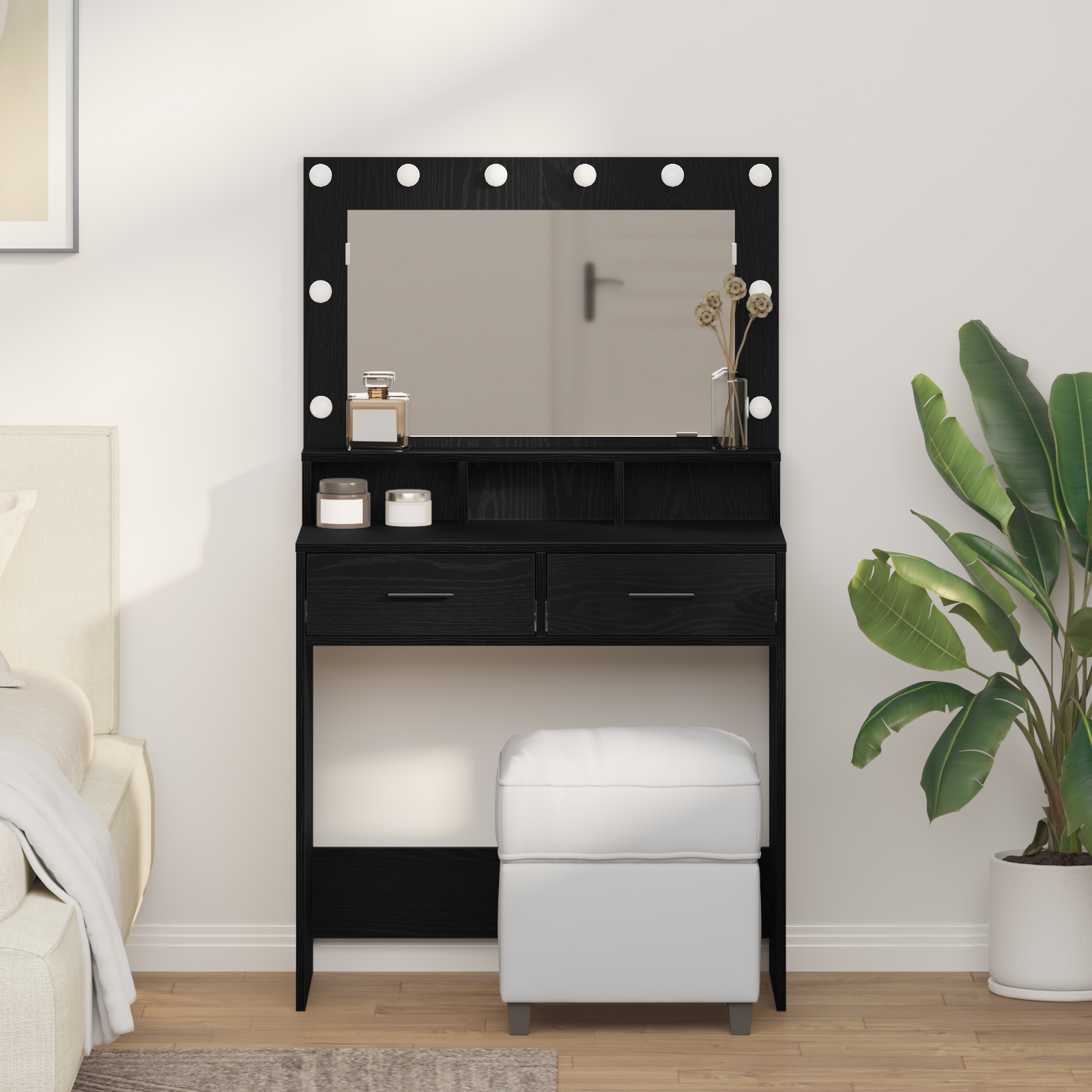 865083_1.jpg vidaXL Toaletný stolík Čierny dub 79 x 41 x 135 cm Kompozitné drevo – Obrázok 1