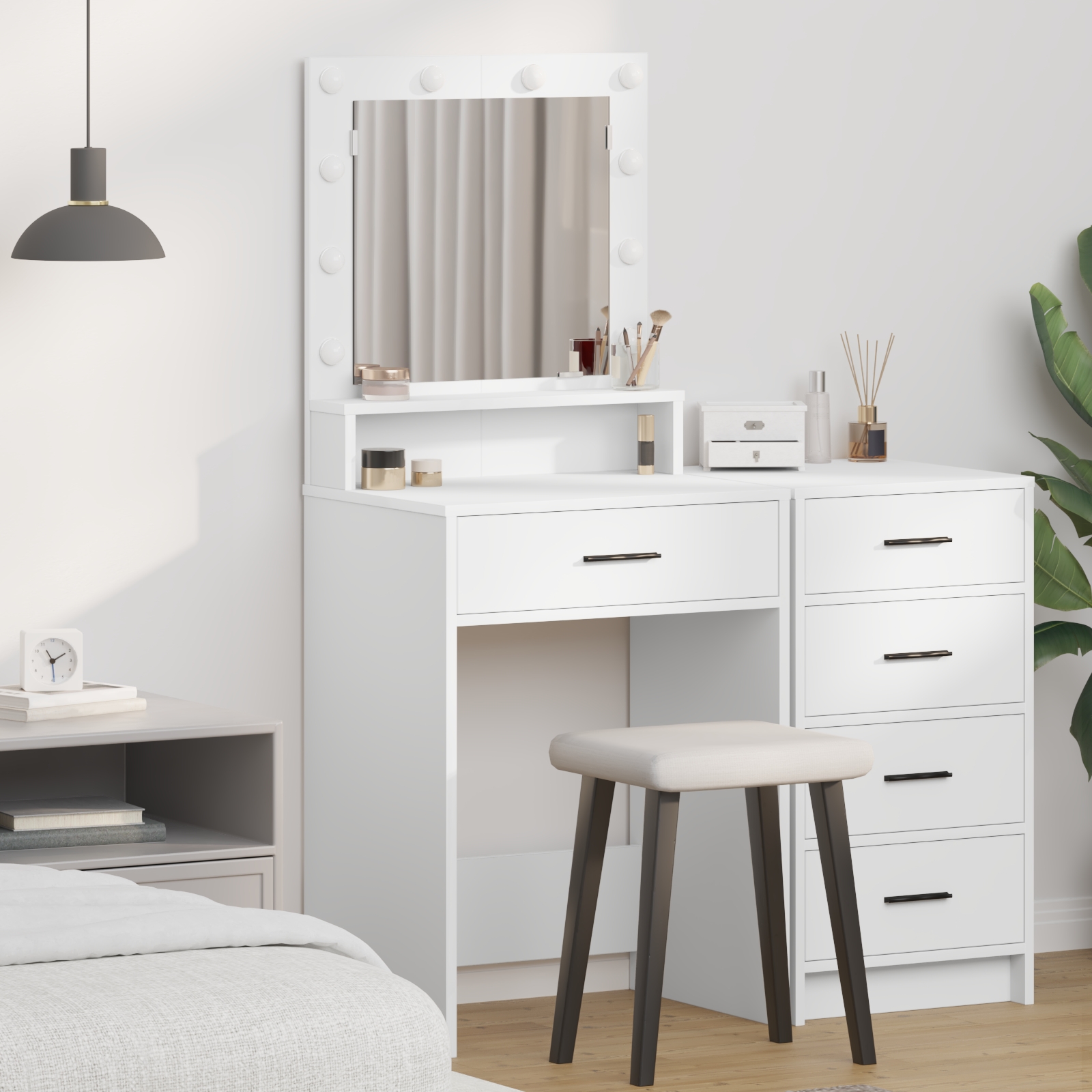 865091_1.jpg vidaXL Toaletný stolík Biela 50 x 41 x 135 cm Kompozitné drevo – Obrázok 1