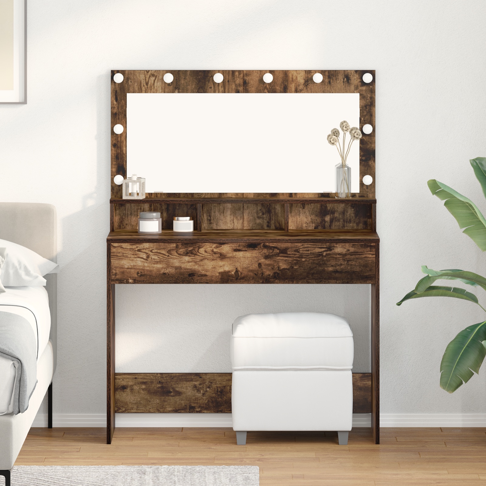 865104_1.jpg vidaXL Toaletný stolík Dymová dub 100 x 41 x 135 cm Kompozitné drevo – Obrázok 1