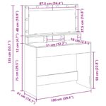 vidaXL Toaletný stolík Dymová dub 100 x 41 x 135 cm Kompozitné drevo – Obrázok 11