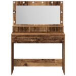 vidaXL Toaletný stolík s LED svetlami - Vintage drevo - 100x41x135 cm – Obrázok 4