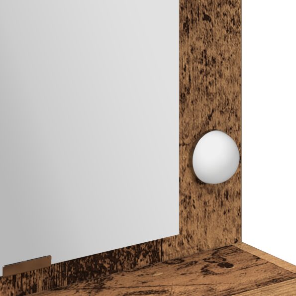 vidaXL Toaletný stolík s LED svetlami - Vintage drevo - 100x41x135 cm – Obrázok 8