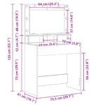 vidaXL Toaletný stolík Čierny dub 75,5 x 41 x 135 cm Kompozitné drevo – Obrázok 11