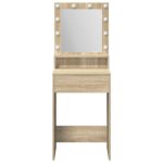 vidaXL Toaletný stôl s LED osvetlením v Sonoma Oak, 50x41x135 cm – Obrázok 4