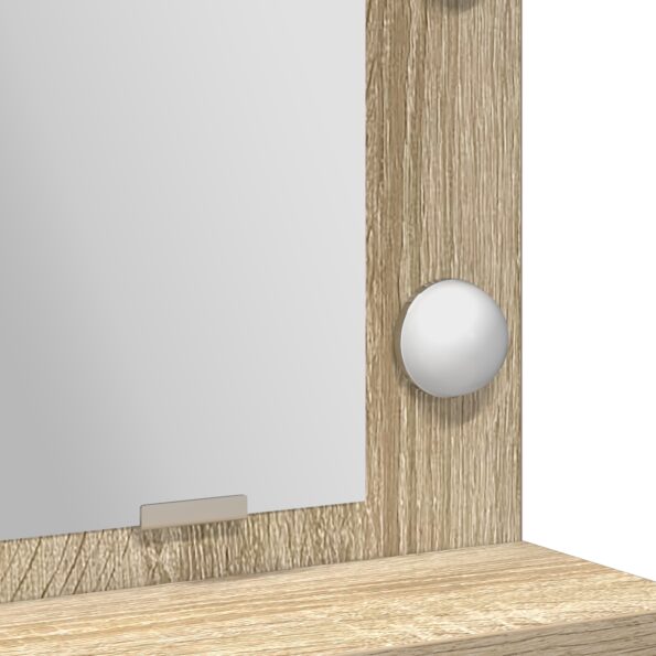 vidaXL Toaletný stôl s LED osvetlením v Sonoma Oak, 50x41x135 cm – Obrázok 8