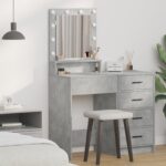 vidaXL Toaletný stolík s LED svetlami, betónovo šedý, 50x41x135 cm