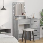 vidaXL toaletný stôl so svetlami LED v Grey Sonoma - 50 x 41 x 135 cm