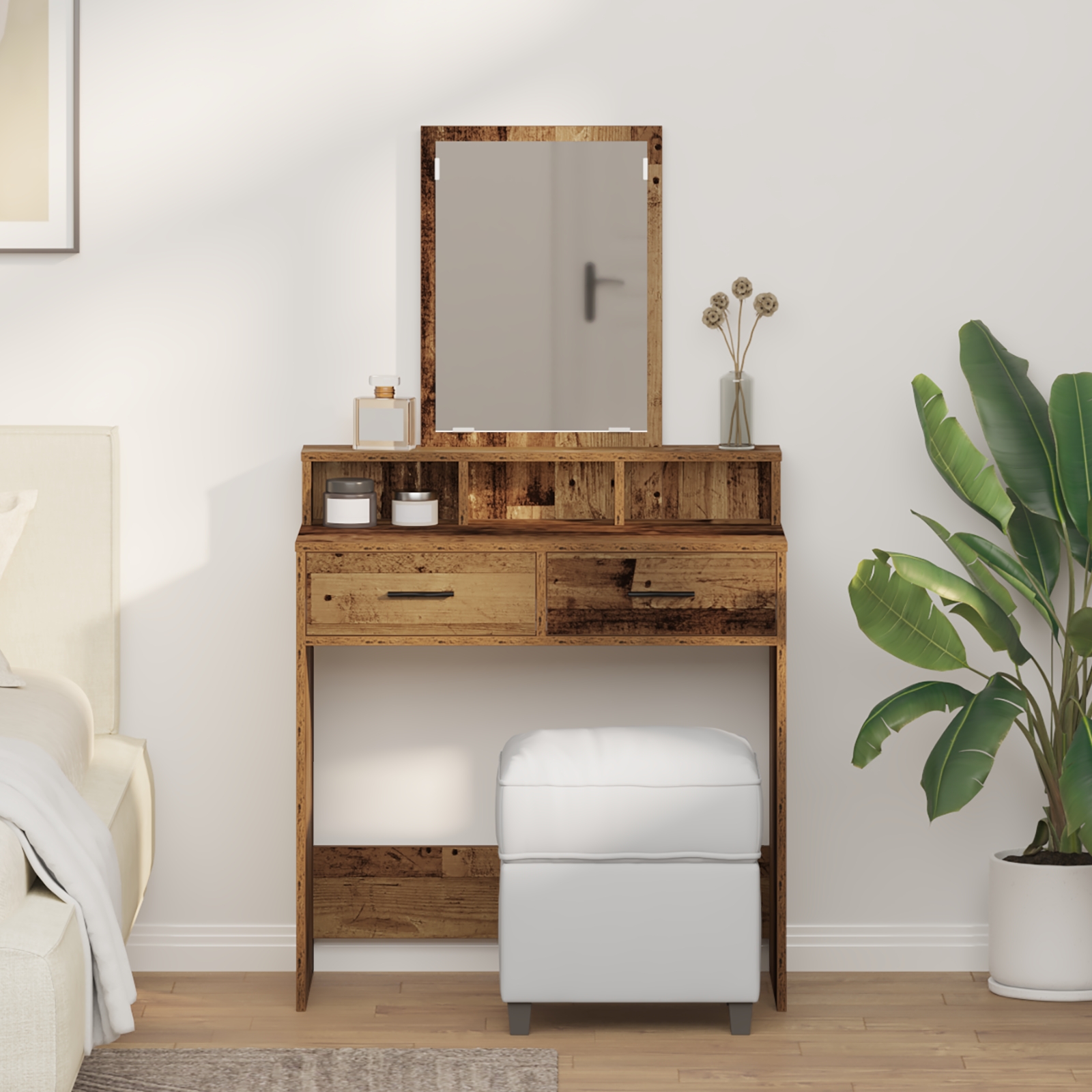 865143_1.jpg vidaXL Toaletný stolík Staré drevo 79 x 41 x 140 cm Kompozitné drevo – Obrázok 1