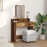 vidaXL Toaletný stolík Staré drevo 79 x 41 x 140 cm Kompozitné drevo – Obrázok 4