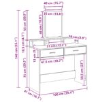 vidaXL Toaletný stolík Biela 100 x 41 x 140 cm Kompozitné drevo – Obrázok 11