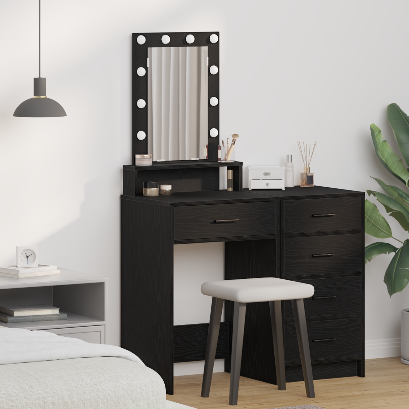 865155_1.jpg vidaXL Toaletný stolík Čierna 50 x 41 x 140 cm Kompozitné drevo – Obrázok 1