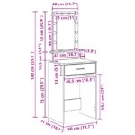 vidaXL Toaletný Stolík s LED Svetlami - Sonoma Dub - 50x41x140 cm – Obrázok 13