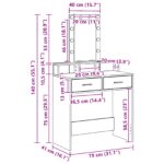 vidaXL Toaletný stolík Biela 79 x 41 x 140 cm Kompozitné drevo – Obrázok 10